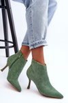 Botki Damskie Zamsz Szpilka Zielone Merisa 9555