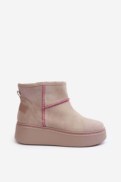 Śniegowce Damskie Zamsz Jasnobeżowe Maciejka 06257-24