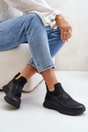 Damskie Buty Sportowe Skóra Naturalna Platforma Czarne Artiker 55C0035