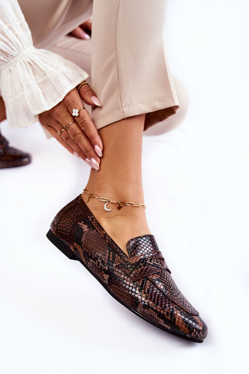 Leather Snake Loafers La.Fi 210023BR-XS Brown