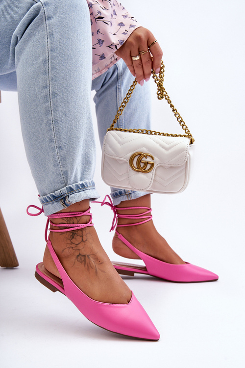 Baleriny Damskie Wiązane Różowe Lilly Ann 4074