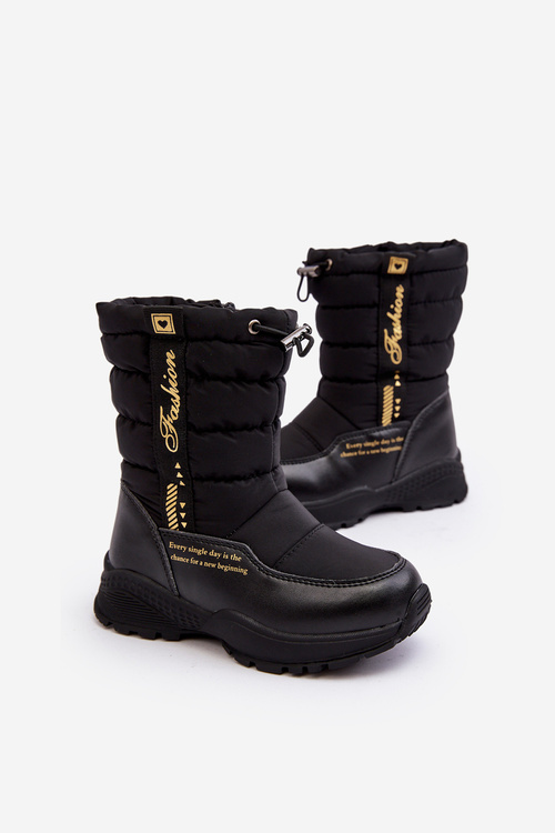 Children's Insulated Snow Boots with Wool Zipper Black Delhi