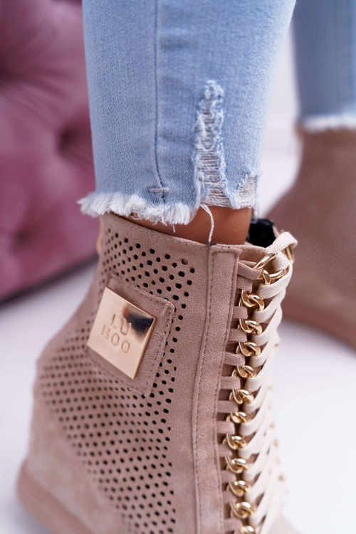 Women's Lu Boo Openwork Suede Beige Clamma Sneakers