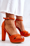 Suede Sandals On A Bar Orange Lanelle