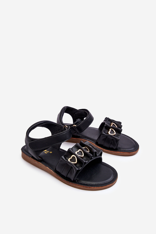 Children's Sandals With Velcro Hearts Black Havana