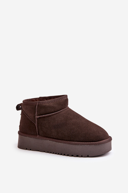 Women's Suede Snow Boots On Platform Brown Nereviana