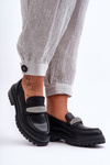 Decorated Massive Leather Moccasins Black Aricka