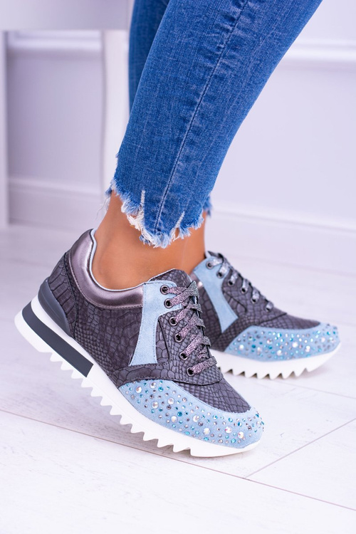 Blue Women's Sports Shoes with Sequins Lu Boo Infinitiale