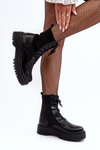 Women's Lace-up Ankle Boots with Sock Black Dedinva