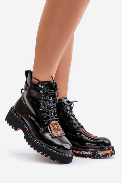 Lacquered Ankle Boots Women's Zipper Leather Artiker 55C0517 Black