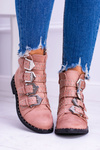 Lu Boo Pink Virginia Rock Star Boots Rivet Buckles Suede