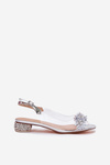 Transparent Sandals On Low Heel With Decoration D&A MR51-709 Silver