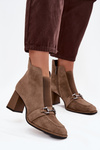 Women's ankle boots made of genuine suede with heel Artiker 57C0221 beige
