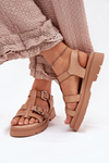 Women's Eco Leather Sandals With Buckles Khaki Jeneliena