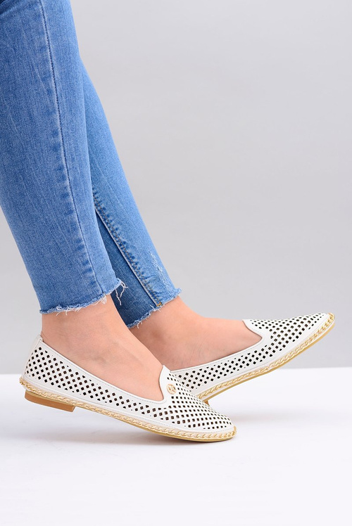 Lu Boo | White Openwork Ballerina Ballerina Lords Stylish