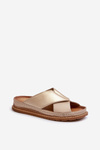 Leather Profiled Flip-Flops Maciejka 04986-04 Gold-Beige