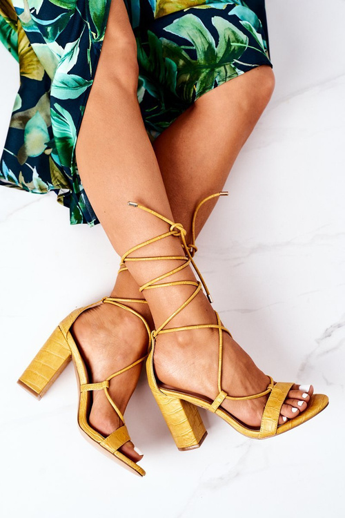 Lace-up High Heel Sandals Yellow Catwalk