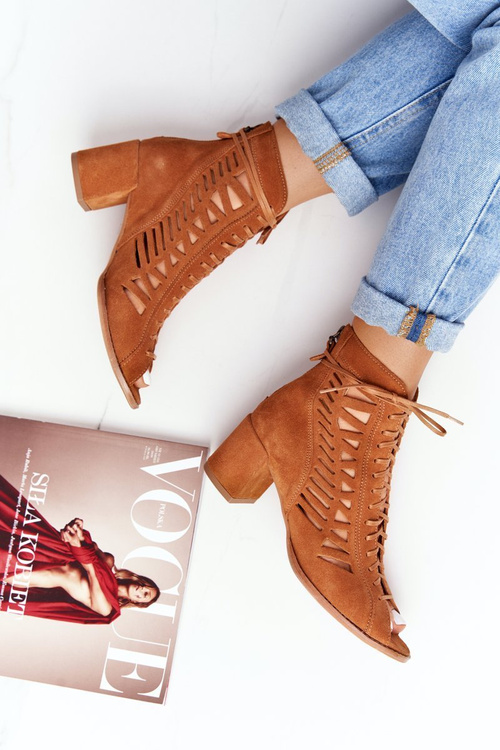 Suede Openwork Boots Maciejka Camel 04040-29