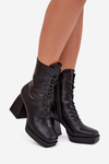 Women's Insulated Ankle Boots On Heel With Lacing Black Juvina