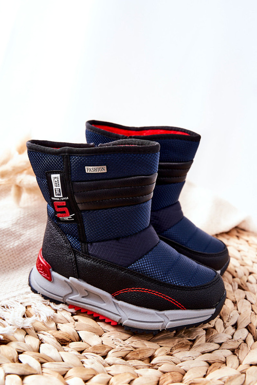 Children's Warm-up High Snowboots Navy Leoth