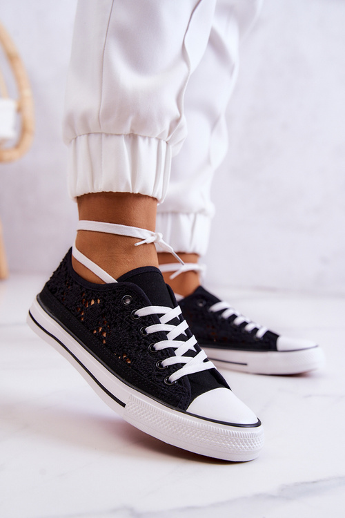 Women's fabric sneakers with openwork Black Venture
