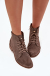 Suede Ankle Boots With Flat Heel Dark Beige Zazoo