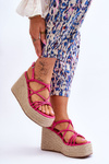 Fashionable Wedge Sandals With Braid Fuchsia Nessia