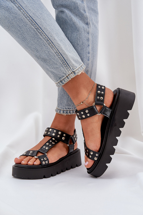 Embellished platform sandals black Tatellia