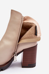 Women's Leather Boots On Heel Beige Brittney