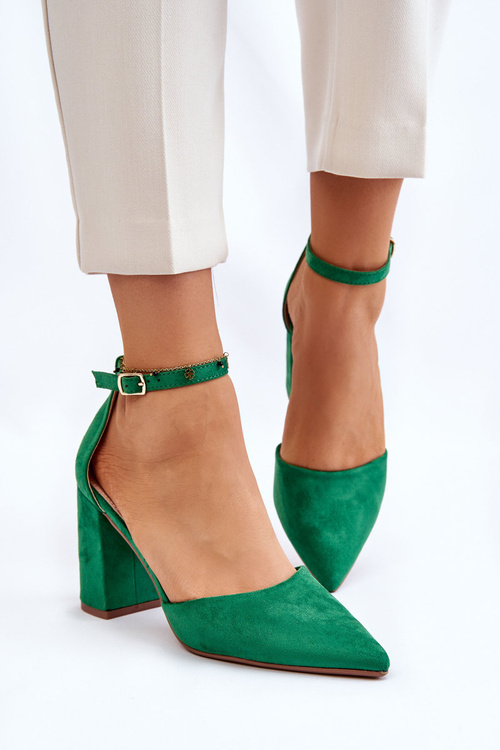 Suede Heel Pumps Green Lexie