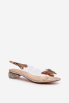 Transparent sandals with low heel with butterfly pink gold D&A MR38-388