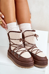 Women's Snow Boots On Platform With Lacing Brown Riaviana