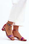 Patterned Heels Satin Sandals Mix Red Inspire Me!