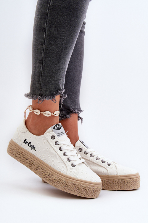 Trampki Koronkowe Z Plecionką Białe Lee Cooper LCW-24-44-2425
