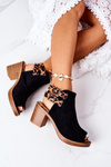 Suede Sandals On A Block Heel Lu Boo Black Leopard