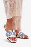 Women's Flat Sandals With Bow White Avenza
