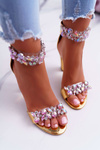 Lu Boo Gold Mirror Zircon Lambada Sandals