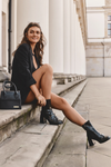 Leather Boots with Massive Heel and Ornament SBarski MR870-99 Black
