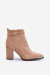 Warm Women's Ankle Boots With Pointed Toes On A Heel Beige Laoreina
