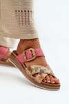 Comfortable Women's Flip Flops with Buckle in Flowers Inblu GS000051 Pink
