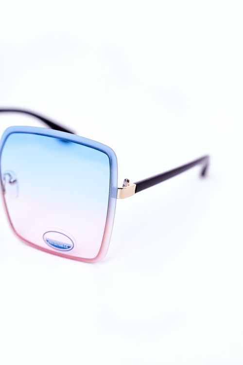 Gold Square Sunglasses Blue-Pink Ombre