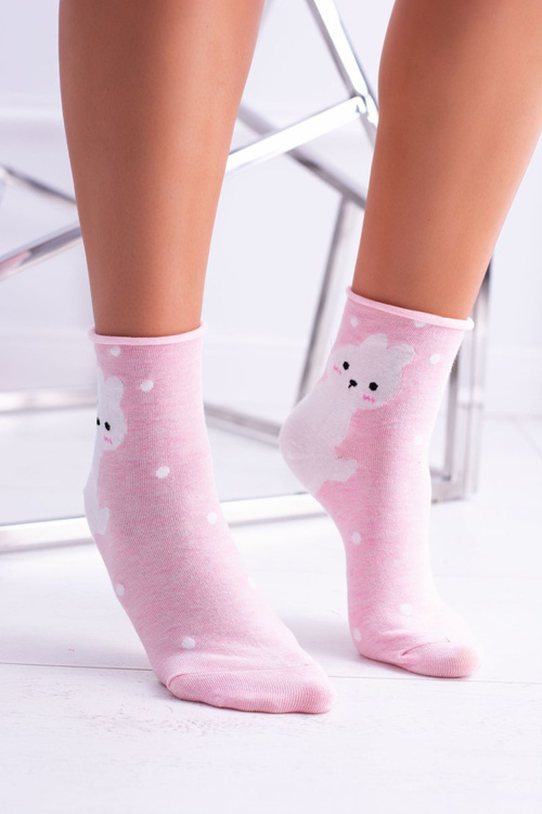 Women's Socks Pink With Pussycat