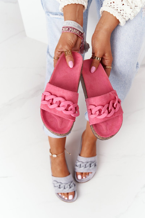 Suede Slippers On The Cork Sole Pink Makayla