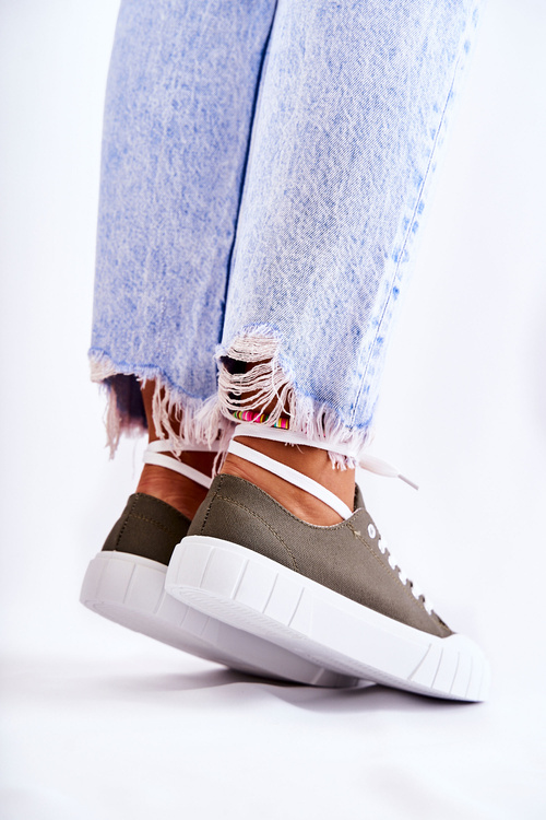 Women's Sneakers On The Platform Khaki Comes