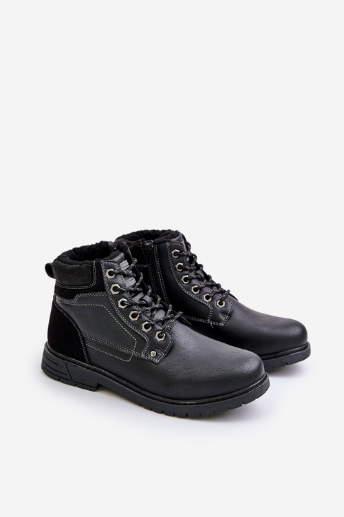 Insulated men's boots made of eco leather black Venredia