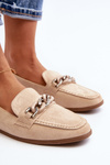 Women's Loafers with Chain Beige Ambrise