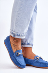Classic Suede Loafers With Embellishments Modre Arla