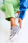 Women's Low Sneakers With Flowers Blue Janey