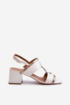 Leather Elegant Sandals On Block Laura Messi 2768 White