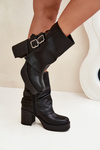 Women's Heeled Ankle Boots With Buckles Black Marena